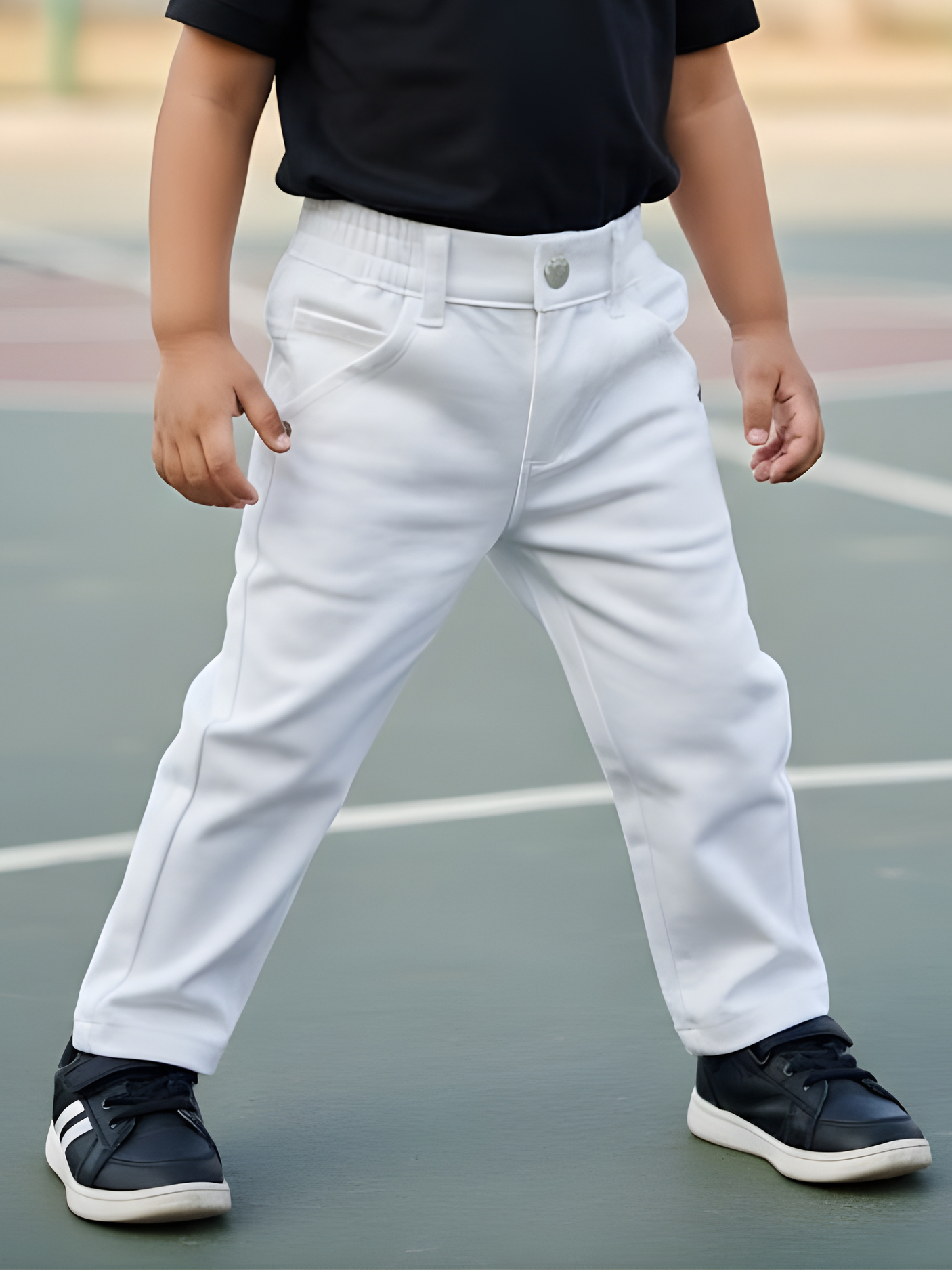 Boys' Premium White Semi-Stretchable Twill Jeans Regular Fit