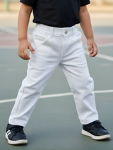 Boys' Premium White Semi-Stretchable Twill Jeans Regular Fit