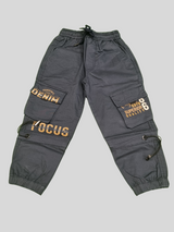 Boys' Black Utility Cargo Joggers – ‘Focus Denim’ Street-Style Comfort Pants