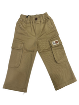 Boys Brown Cargo Pants with Adjustable Waist and Pockets