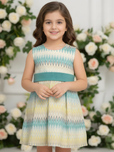 Girls Casual Printed Cotton Frocks - Blue