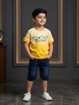 Boys' Yellow Ombre "BOGY" Graphic T-Shirt