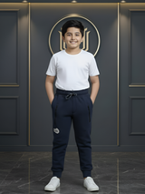 Boys' Navy Blue Waffle-Textured Active Track Pants