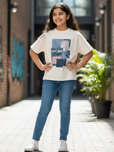 Girls' Patchwork Print Knit Top