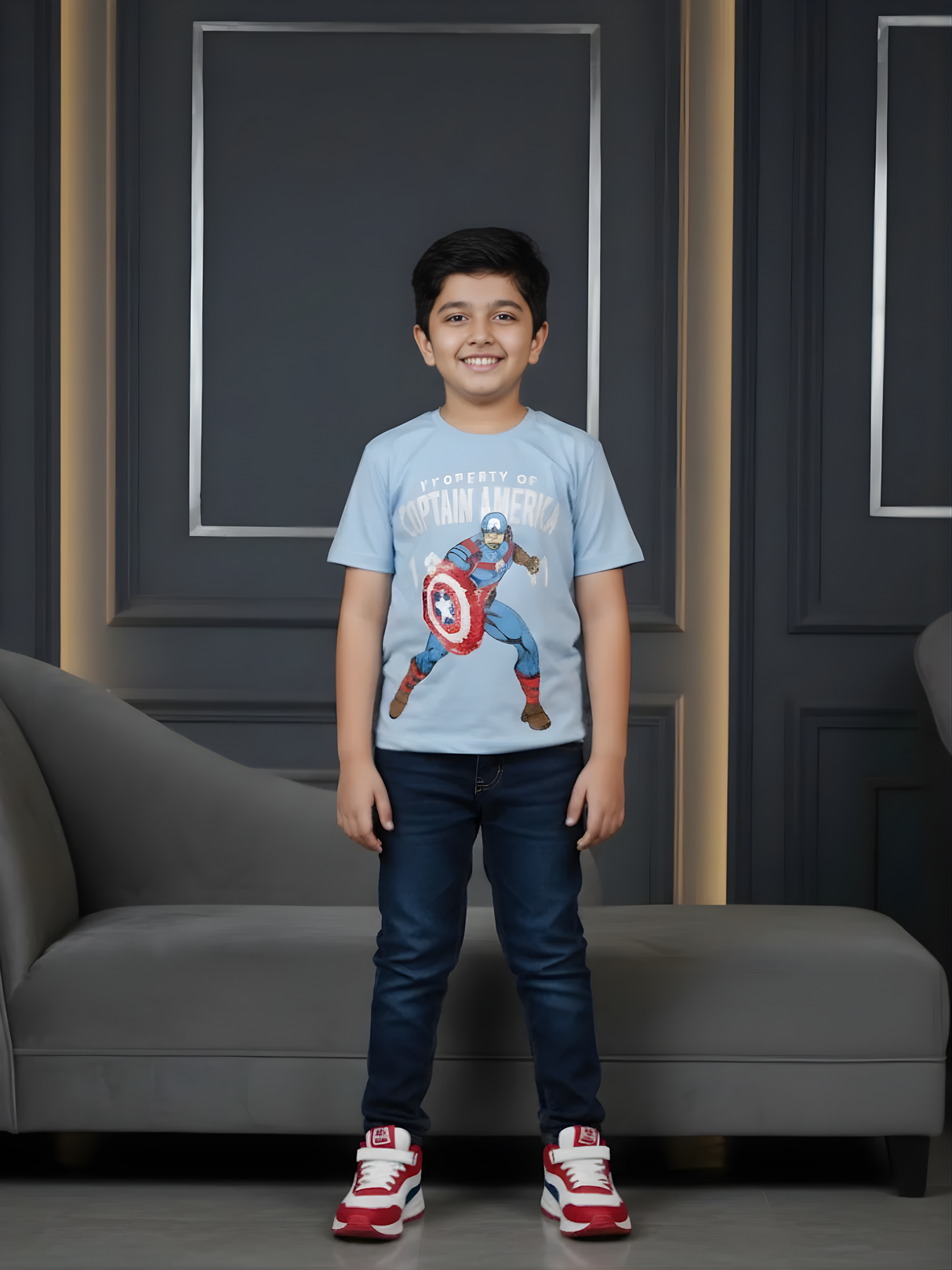 Boys' Sky Blue Captain America Graphic T-Shirt
