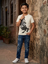 Boys Cream Unicorn Graphic T-Shirt