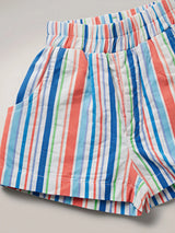 Girls' Orange Multi-Stripe Cotton Shorts