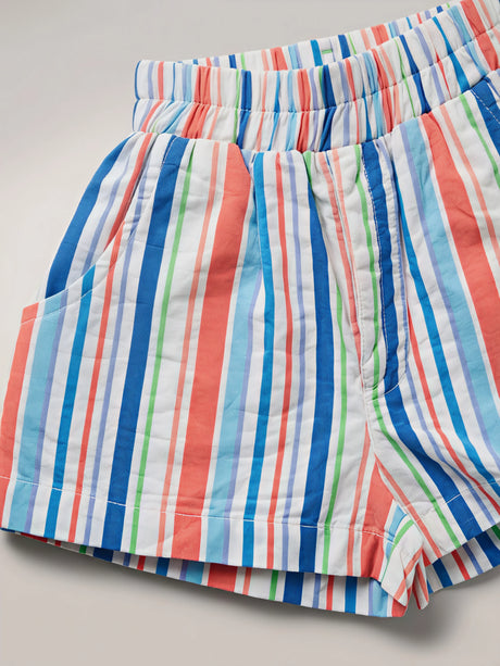 Girls' Orange Multi-Stripe Cotton Shorts