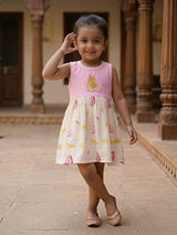 Girls Pink Avo-Cat-O Graphic Cotton Frock