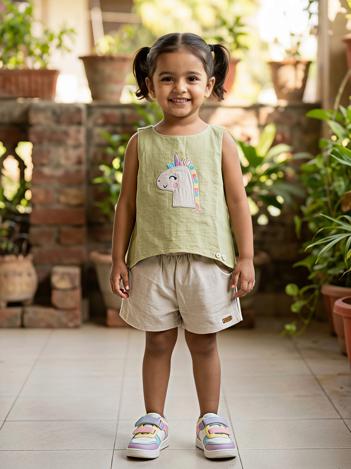 Playful Unicorn Embroidered Cotton Co-ord Set