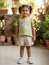 Playful Unicorn Embroidered Cotton Co-ord Set