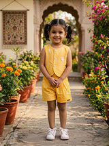 Vibrant Yellow Embroidered Cotton Co-ord Set