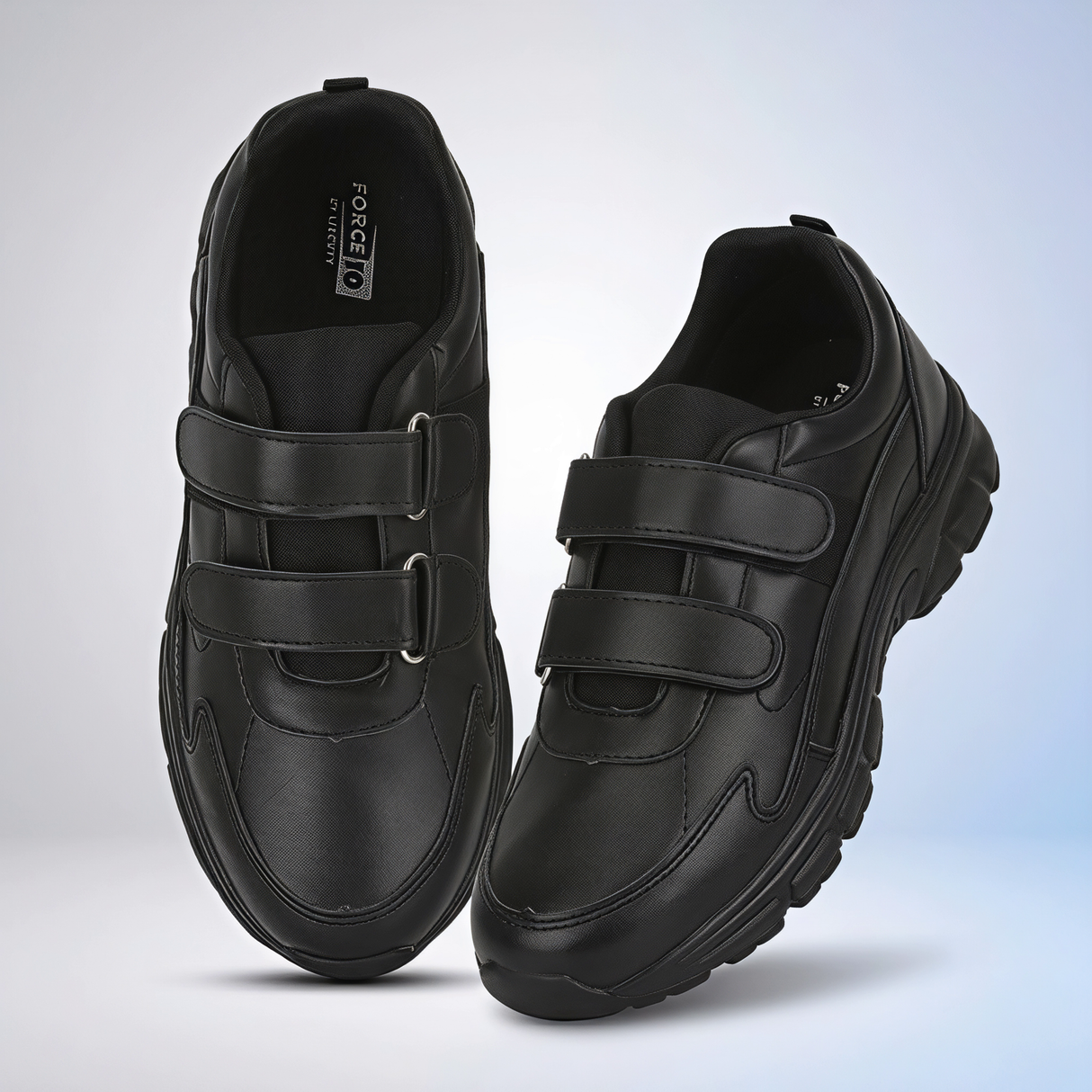 Liberty Force 10 Unisex Black Velcro School Shoes.