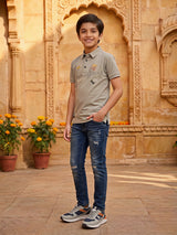 Boys Classic Grey Polo T-Shirt - Premium Cotton Blend