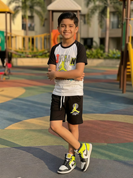 Boys Black Jordan Inspired Basketball Coordinate Set.