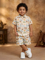 Boys Orange Beach-Themed Summer Co-ord Set