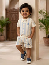 Boys’ Sky Blue Striped Vest & Shorts Coordinate Set