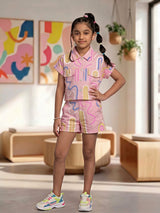 Girls' Pastel Pink Cotton Coordinate Set - Two-Piece Summer Outfit