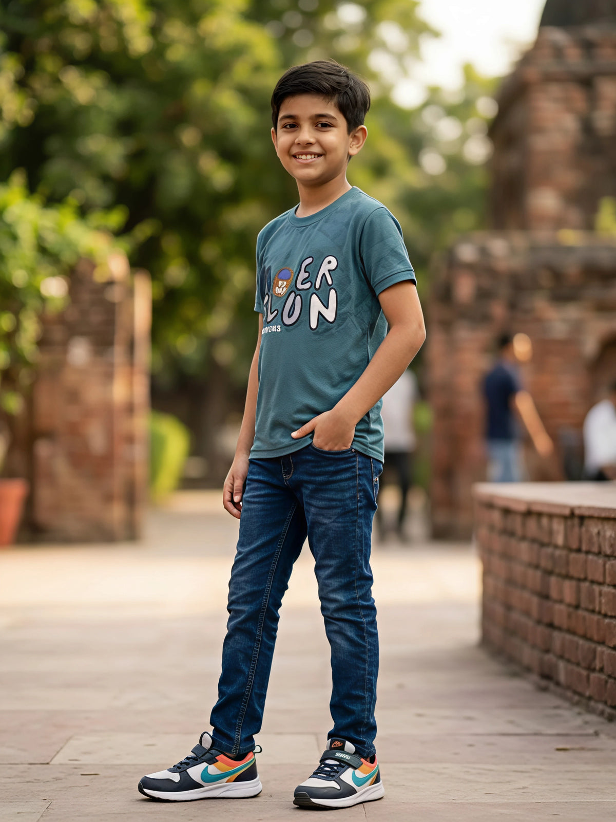 Boys Light Blue "The Adventures" Graphic Print T-Shirt