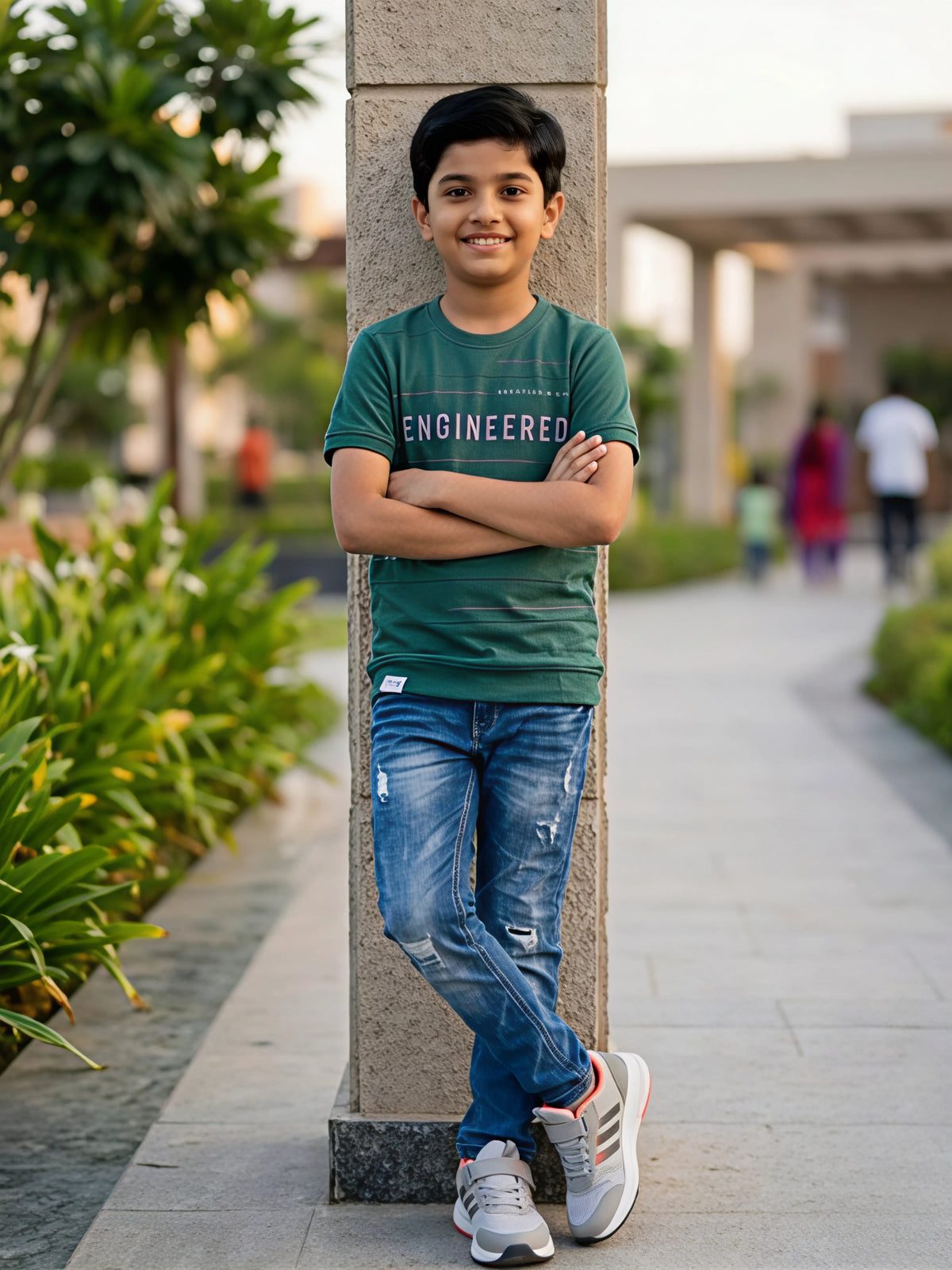 Boys' Forest Green "Engineered" Graphic T-Shirt