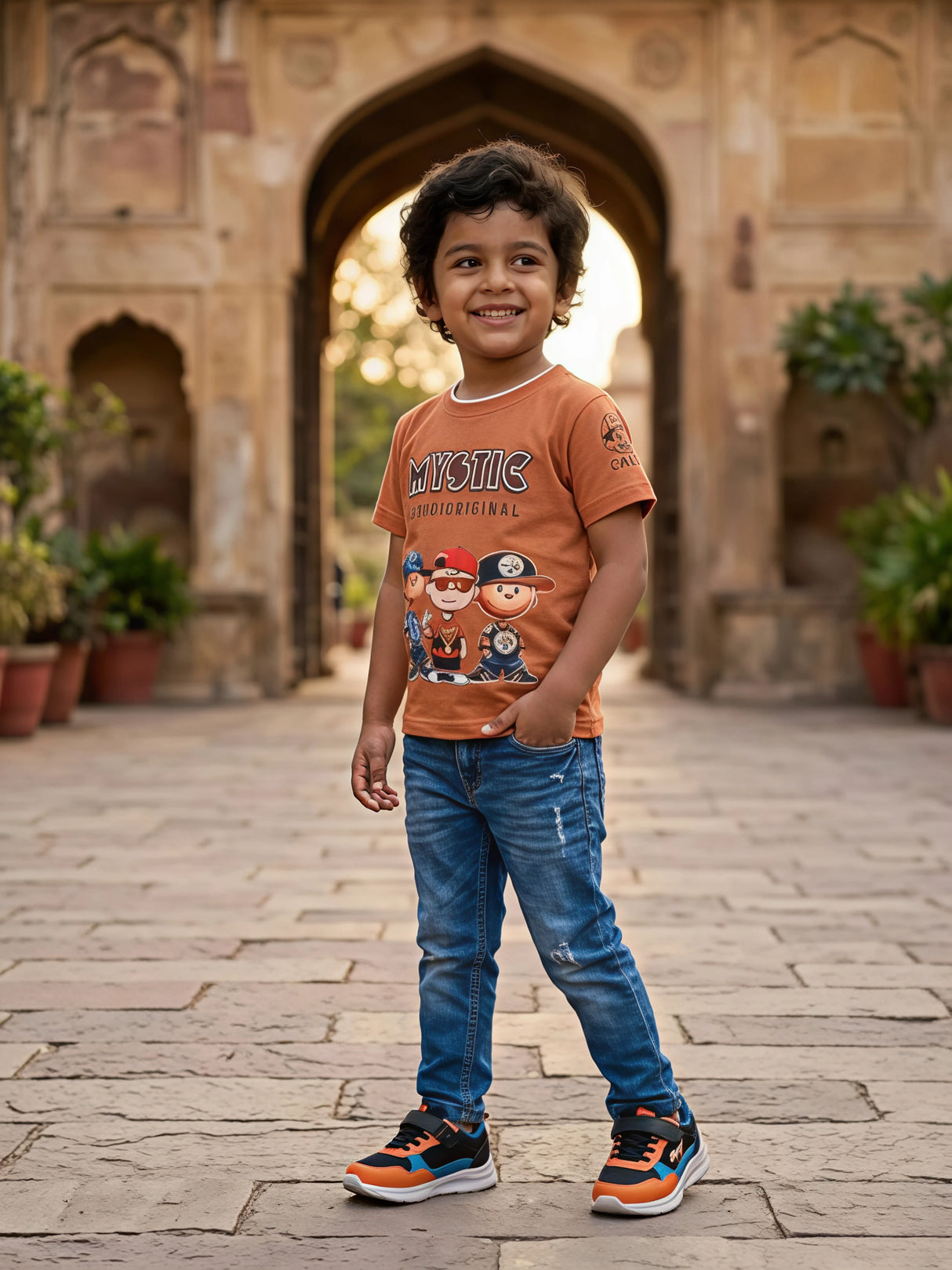 Boys "Mystic Studio" Graphic Print T-Shirt - Earthy Brown