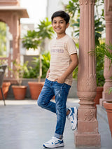 Boys Peach "Engineered" Graphic Ribbed T-Shirt