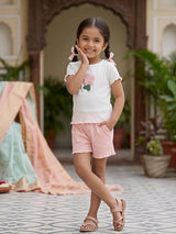 Girls' Peach Flower Cotton Coordinate Set