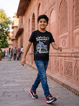 Boys Black Graphic Print Crew Neck T-Shirt