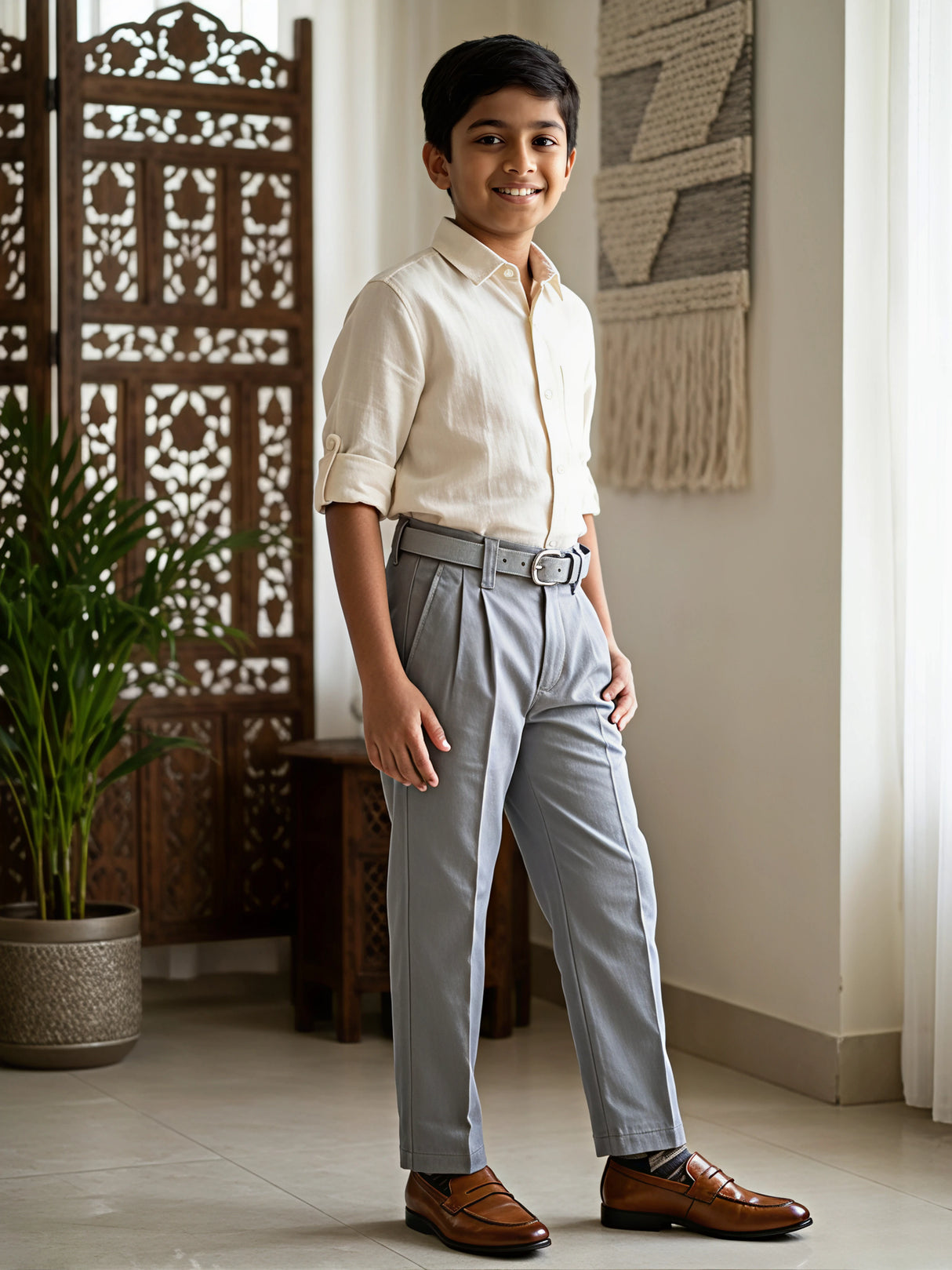 Boys' Premium Dark Gray Comfort Fit Pants