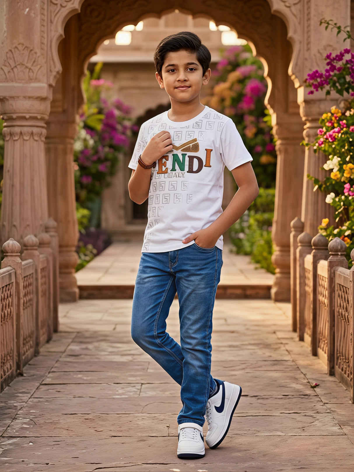 Boys' Designer Style Graphic T-Shirt - Crisp White