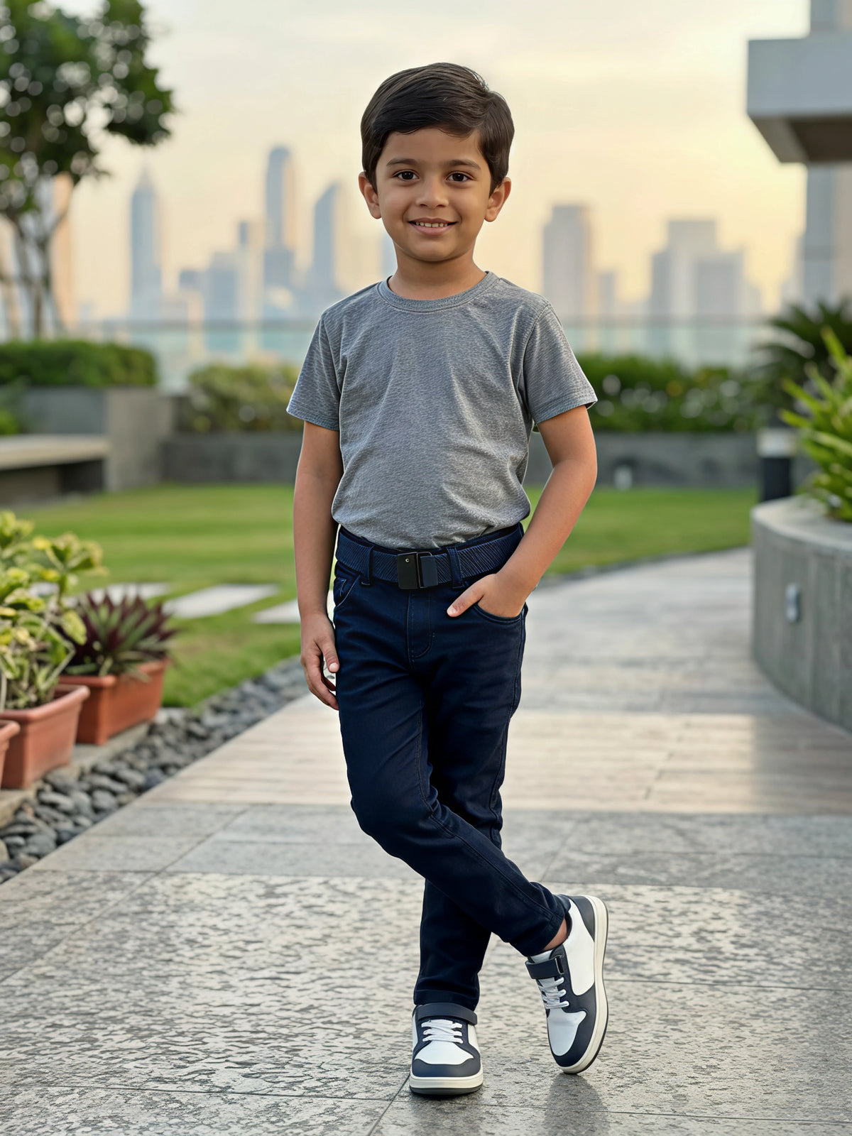 Boys Premium Navy Blue Slim Fit Stretchable Denim Jeans