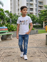 Boys White "The Adventures" Graphic Print T-Shirt