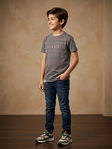 Boys Dark Grey "Engineered" Graphic T-Shirt