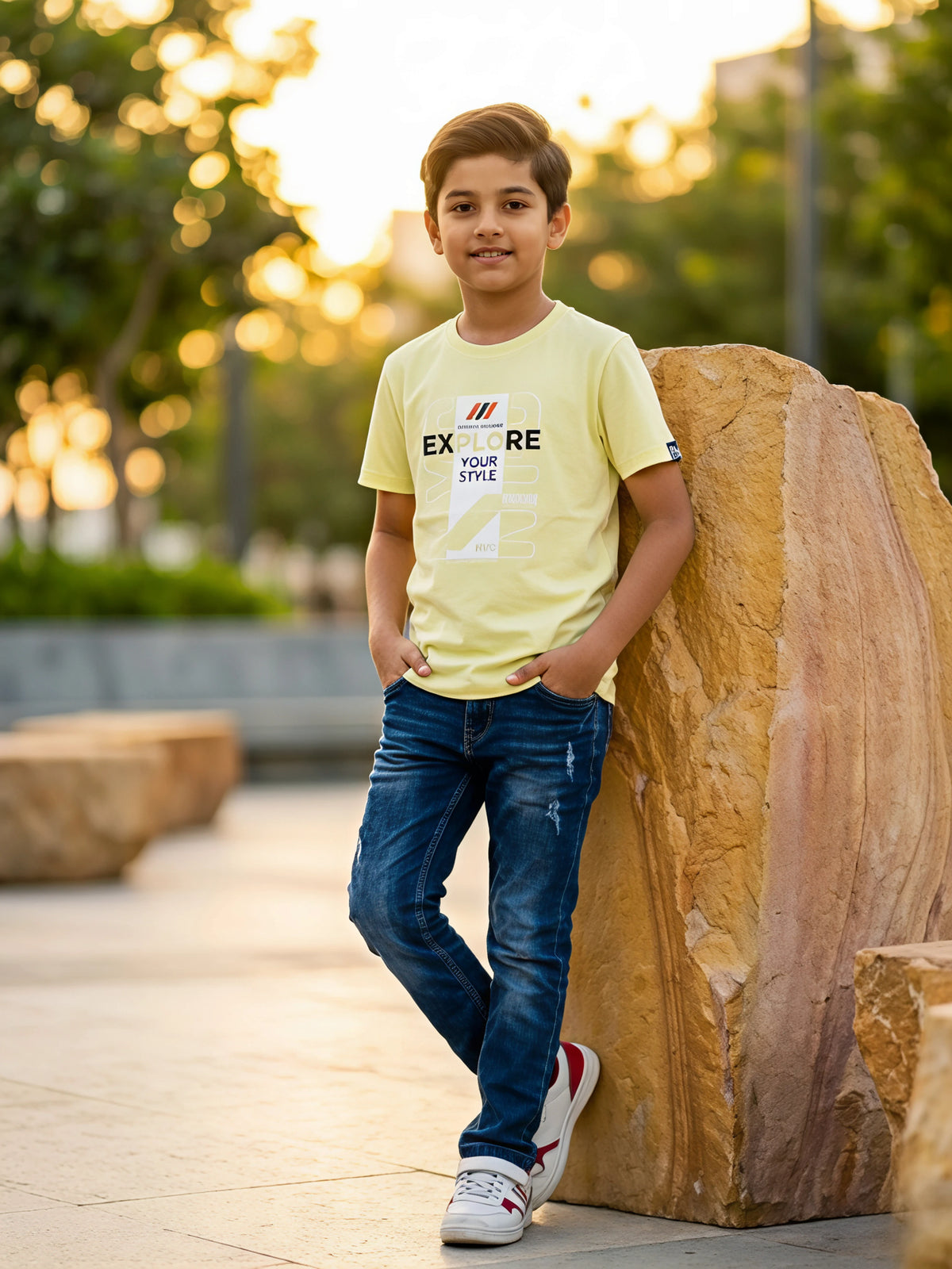 Boys' Sage Green "Explore Your Style" Graphic T-Shirt