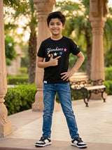 Boys Black Yankees Star Print T-Shirt