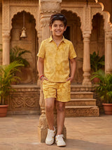 Boys Yellow Sun-Print Cotton Coordinate Set.