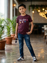 Boys Maroon Yankees Graphic Print Cotton T-Shirt