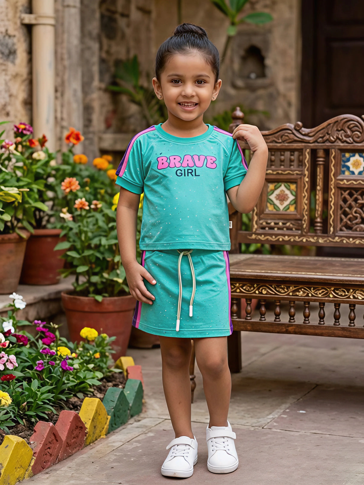 Girls Blue Brave Girl Skirt Coordinate Set