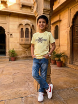 Boys Cream Graphic Print Cotton T-Shirt