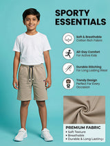 Boys Premium Cream Cotton Blend Casual Shorts