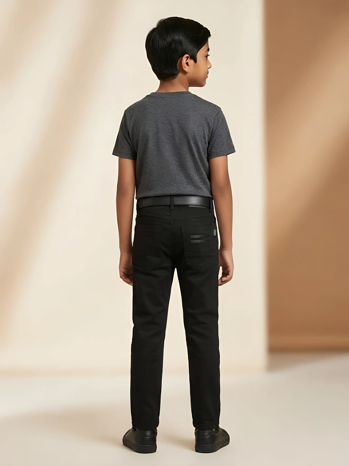 Boys Black Slim Fit Casual Pants