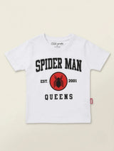 Boys White Spider-Man Graphic Printed Casual T-Shirt