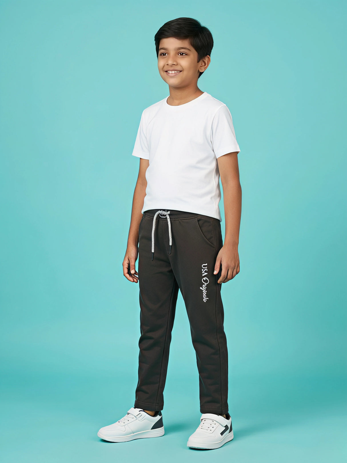 Boys Dark Grey USA Originals Slim Fit Trackpants