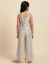 Multi Colour Embellished Plazzo Set for Girls