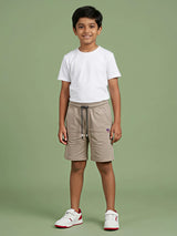 Boys Premium Cream Cotton Blend Casual Shorts