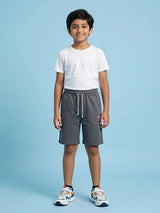 Boys' Dark Grey Cotton Comfort Drawstring Shorts
