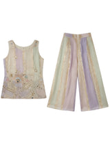 Multi Colour Embellished Plazzo Set for Girls