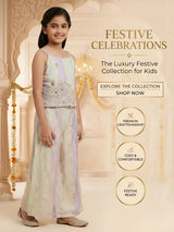 Multi Colour Embellished Plazzo Set for Girls