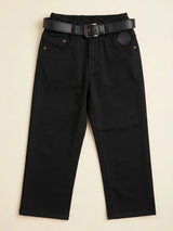 Boys Black Slim Fit Casual Pants