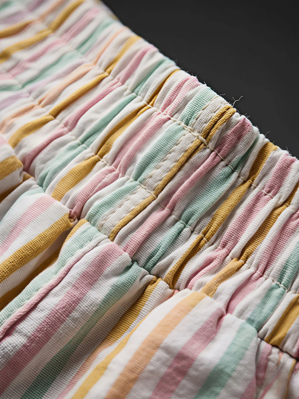 Girls Peach Striped Casual Cotton Shorts